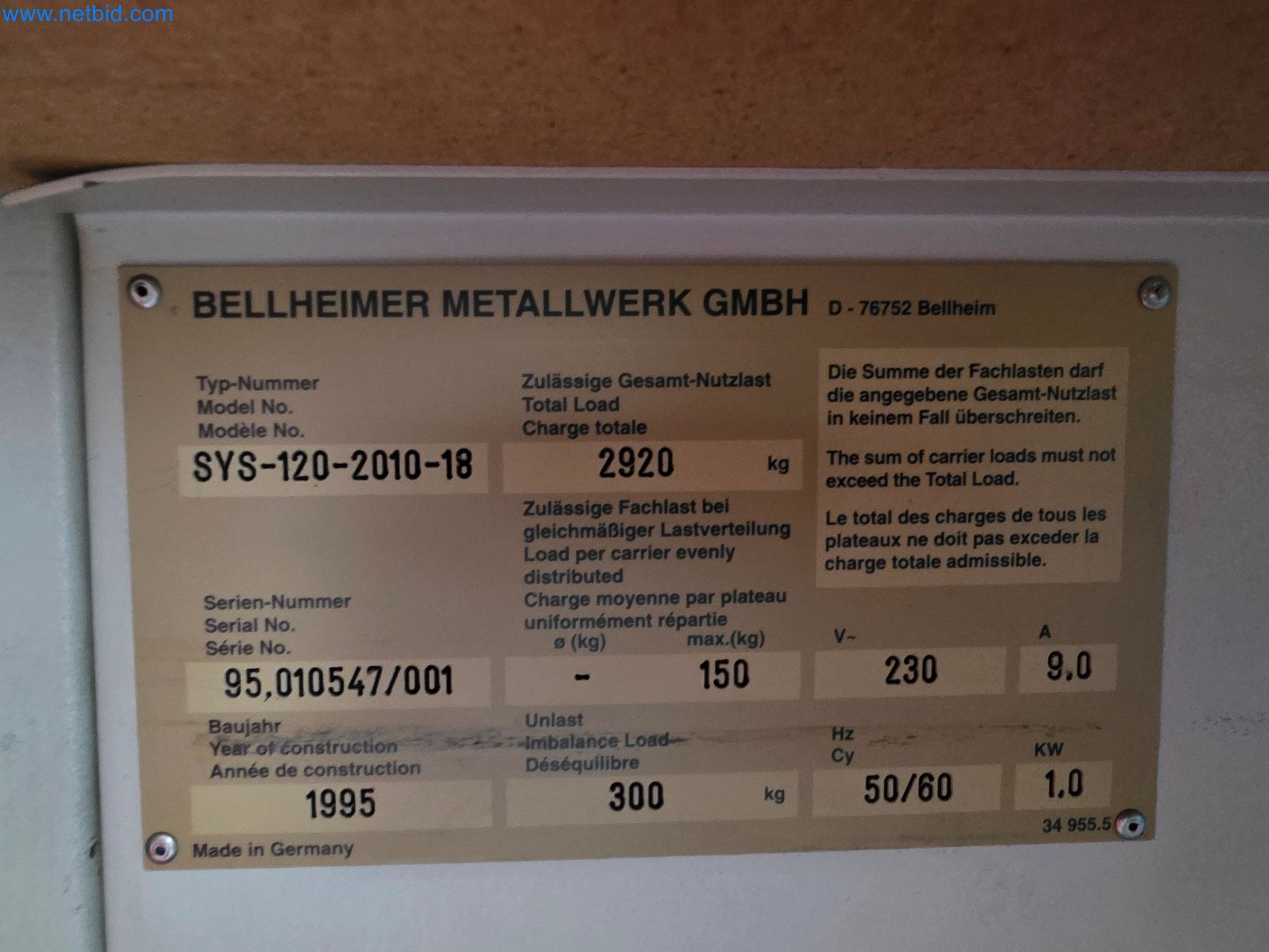 Lagerpaternoster Bellheimer Metallwerk SYS-120-2010-18